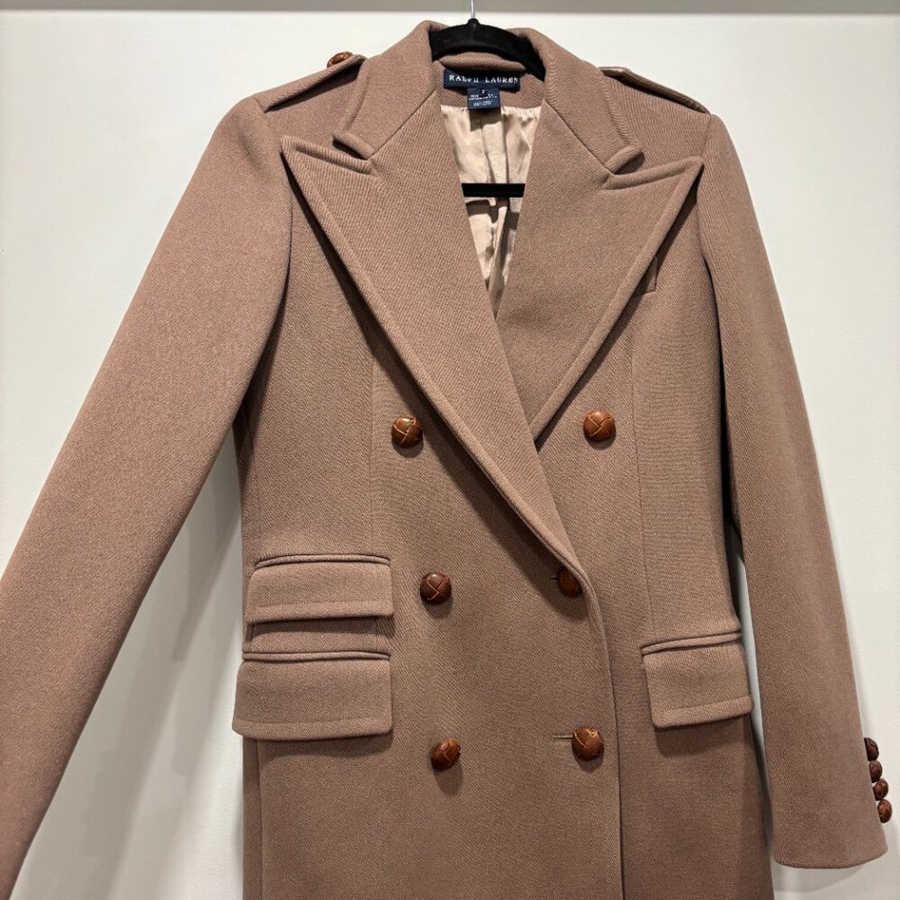 Ralph Lauren Double-Breasted 100% Wool Overcoat Size 6 - Picture 2 of 12